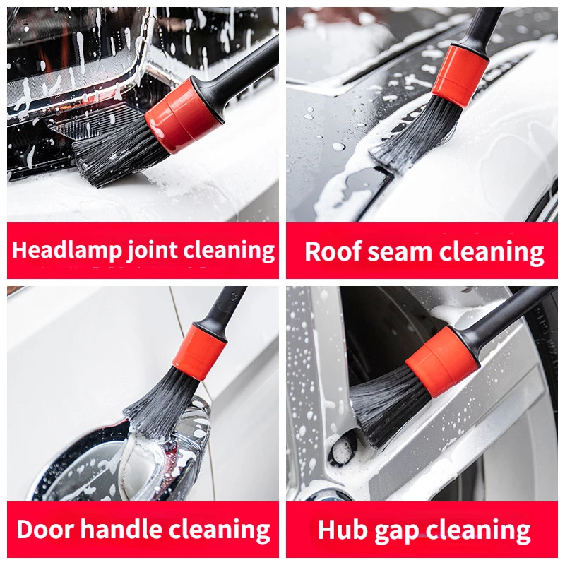 5PCS Car Gap Cleaning Brush Kit Tire Details Brush Car Interior Dust Removal Kit Wheel Rim Cleaning Tools Plastic