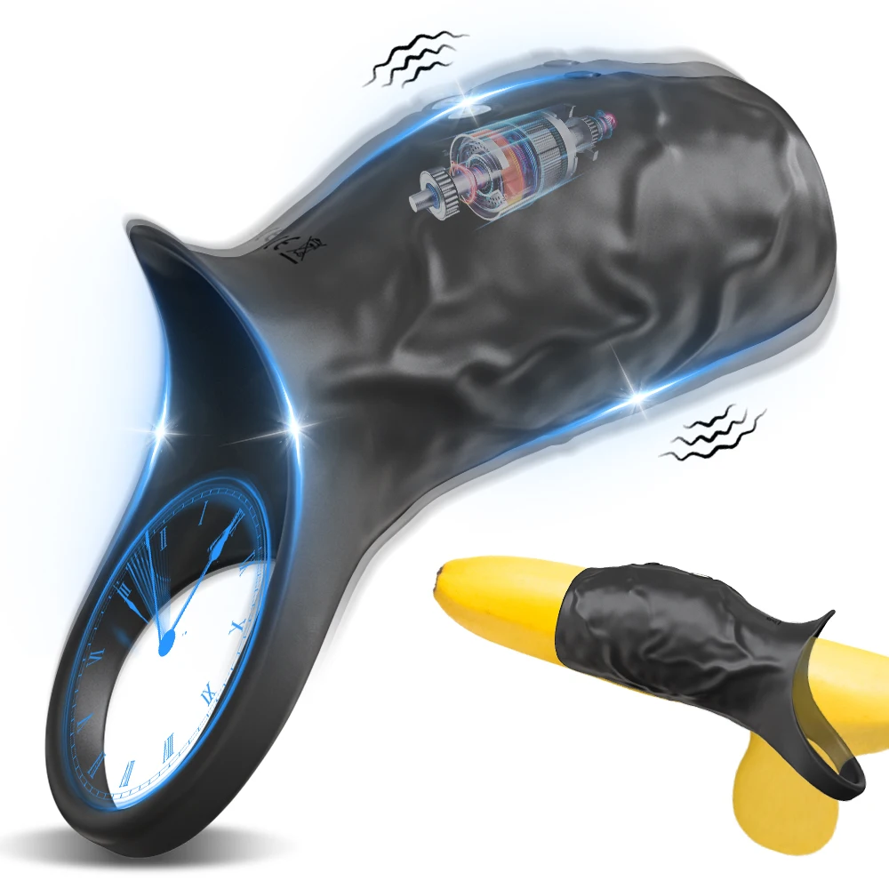 Vibrating Penis Sleeve Cock Ring Penis Extender for G Spot Clitoris Vibrator Stimulation Adult Sex Toy for Men Delay Ejaculation