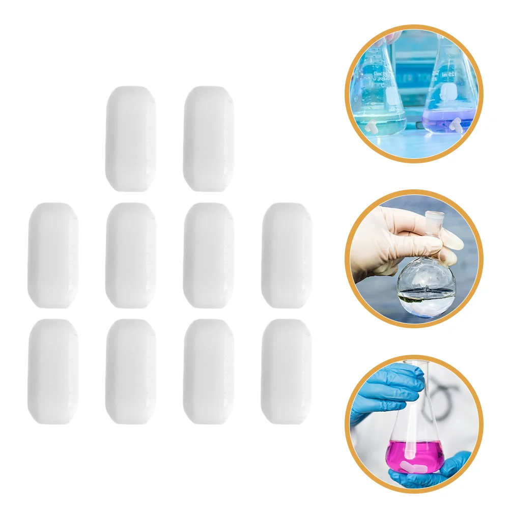 10 Pcs Magnetic Stirrer Lab Stirrers Blender Electromagnetic Bar Mixer Plate Cylindrical PTFE White Rod Stirring