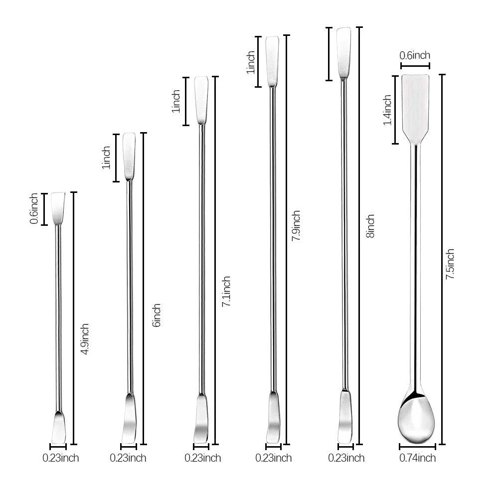 12Pcs Stainless Steels Lab Spoon Spatula Laboratory Sampling Spoon Mixing Spat Sets Working Scraper Laboratory Equipment 10-22cm lab spoon spatula
