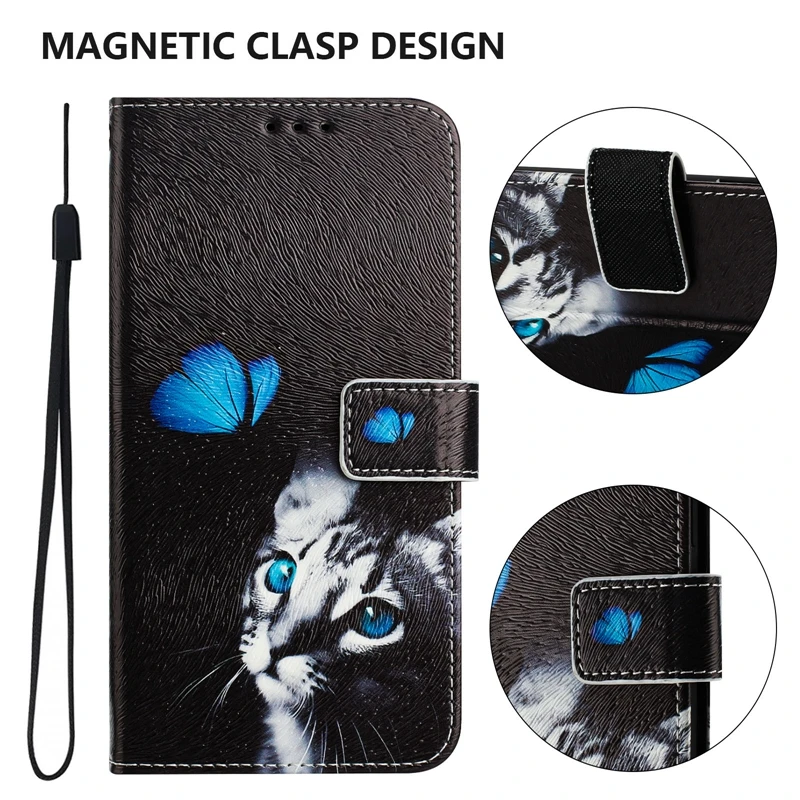Stylish Painted Leather Wallet Phone Case Cover