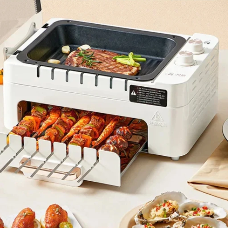 Automatic Rotating BBQ Grill, MultiFunction Skewer and Hot Pot Cooker for Home Use, Quick Cook Device,  Easy Clean Appliance, 2