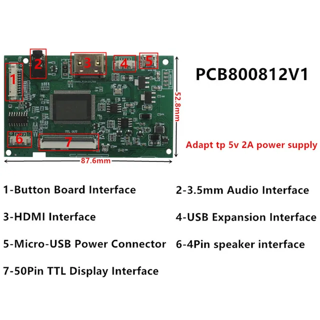 6.5-inch AT065TN14 TFT LCD Display Driver Universal Control Board Set HDMI Compatible DIY Raspberry Pi PC Display Secondary 3