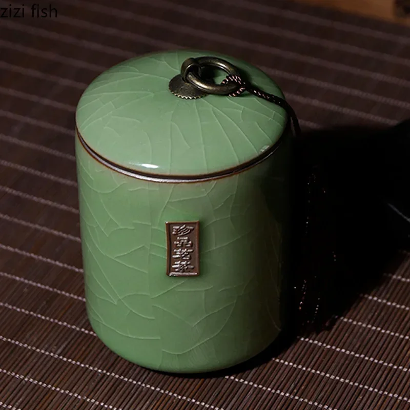 Ceramic Jar Tea Caddy Sealed Storage Tank Candy Jars Tea Box Container Home Organizer Food Storage Box Decorative Jars