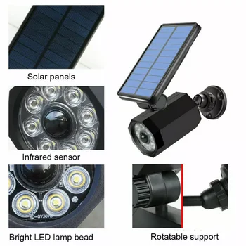Solar Motion Sensor Light Outdoor Spotlight Solar 25 Feet With 8  LED bulbs for Patio, Deck, Yard, Garden, Garage, Bin Area 3