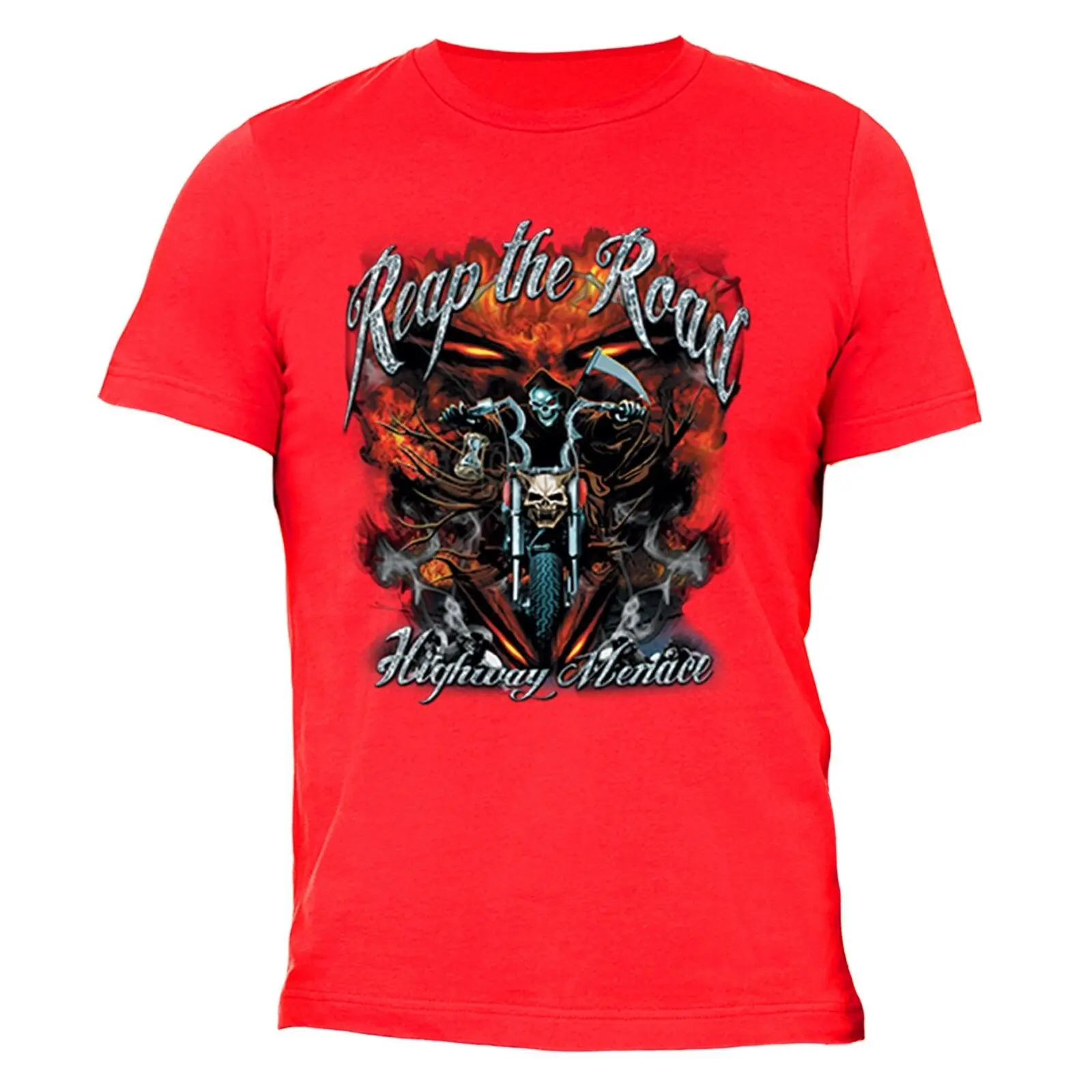 Raccogli La Maglietta Della Strada Principale Skull Biker American Motorcycle Ghost Rider Devil