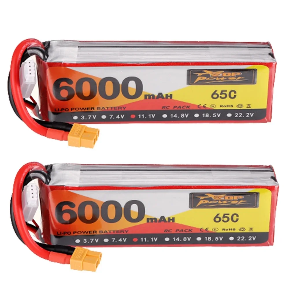 

2PCS ZOP Power 11.1V 6000mAh 65C 3S Lipo Battery XT60 Plug for RC Drone