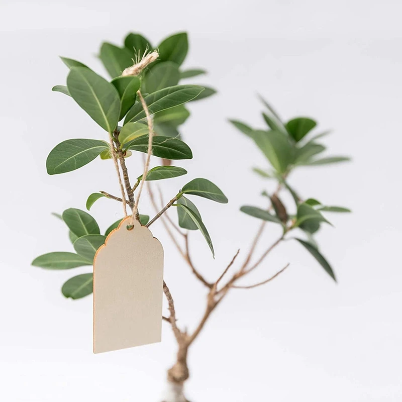 Mini Tag pendurado de madeira inacabada com furo, DIY Decoraรงรฃo do feriado do Natal, 50Pcs