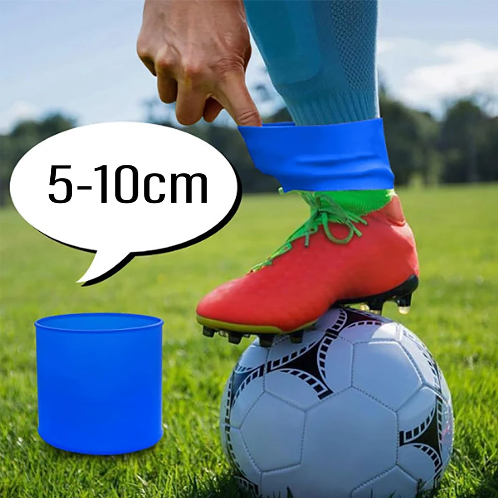 GOMOREON 1Pair Football Shin Guard Straps Silicone Soccer Leg Bands for Adults Kids Non-Slip Elastic for Gym Athletics