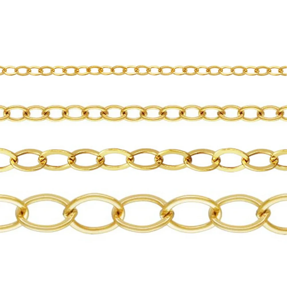 

14K Gold Filled Bulk Unfinished Hammered Flat Cable Chains for Necklace Bracelet 100cm/3.28ft