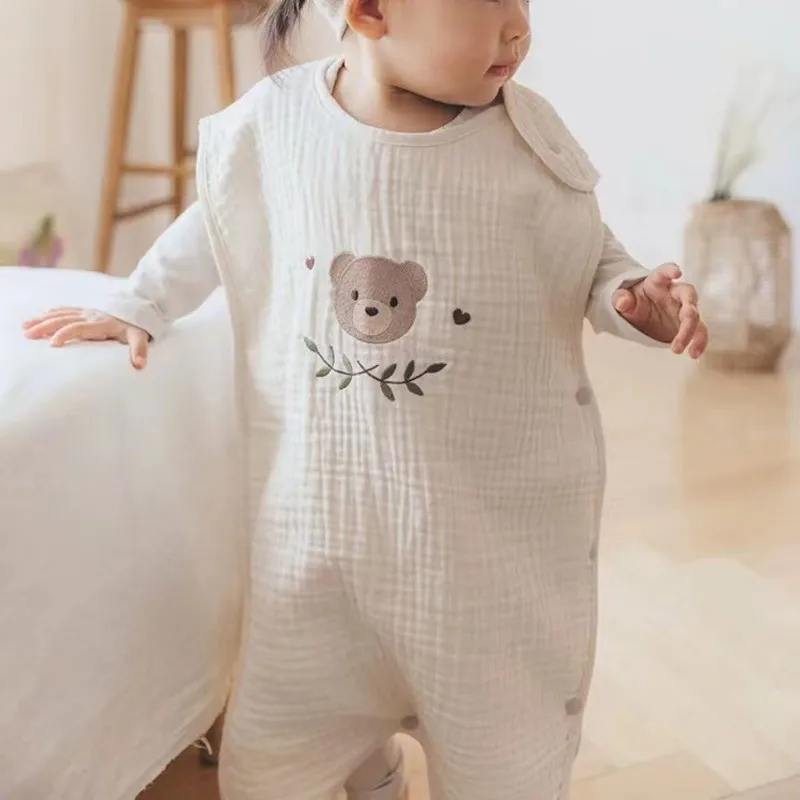 Cotton Embroidery Muslin Baby Sleeping Bag Summer Sleepsack Babies