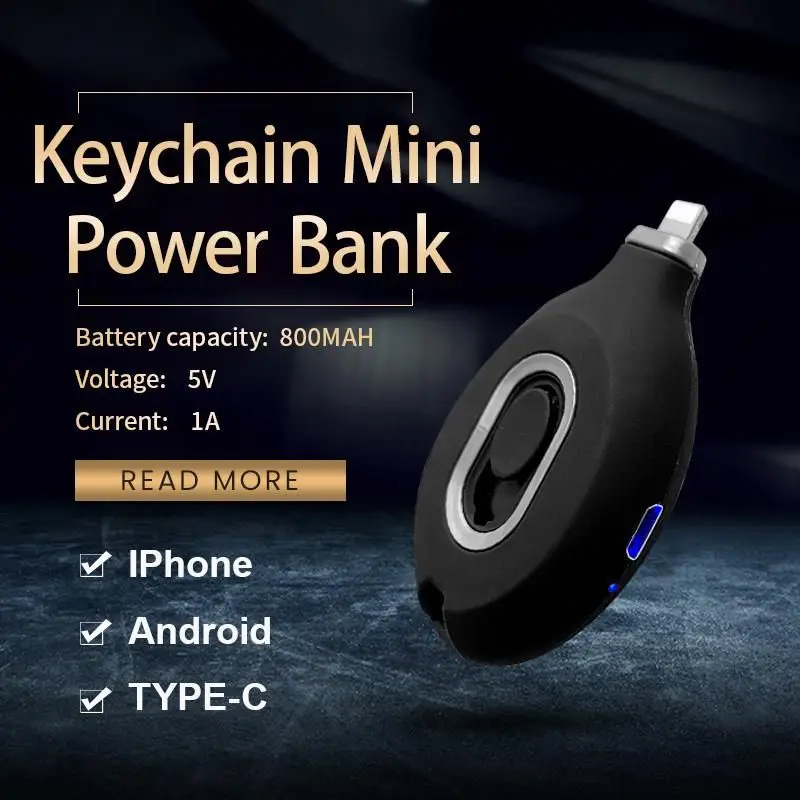 Keychain Mini Power Bank portable power bank mini powerbank for iphone android TYPE-C emergency power