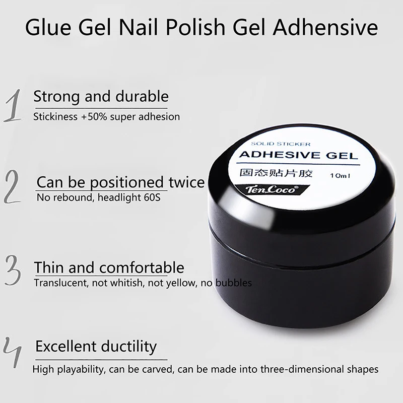 Rhinestones Glue Gel Set Mirror Nail Powder Solid Patch Glue Transparent Adhensive Gel Reinforcement