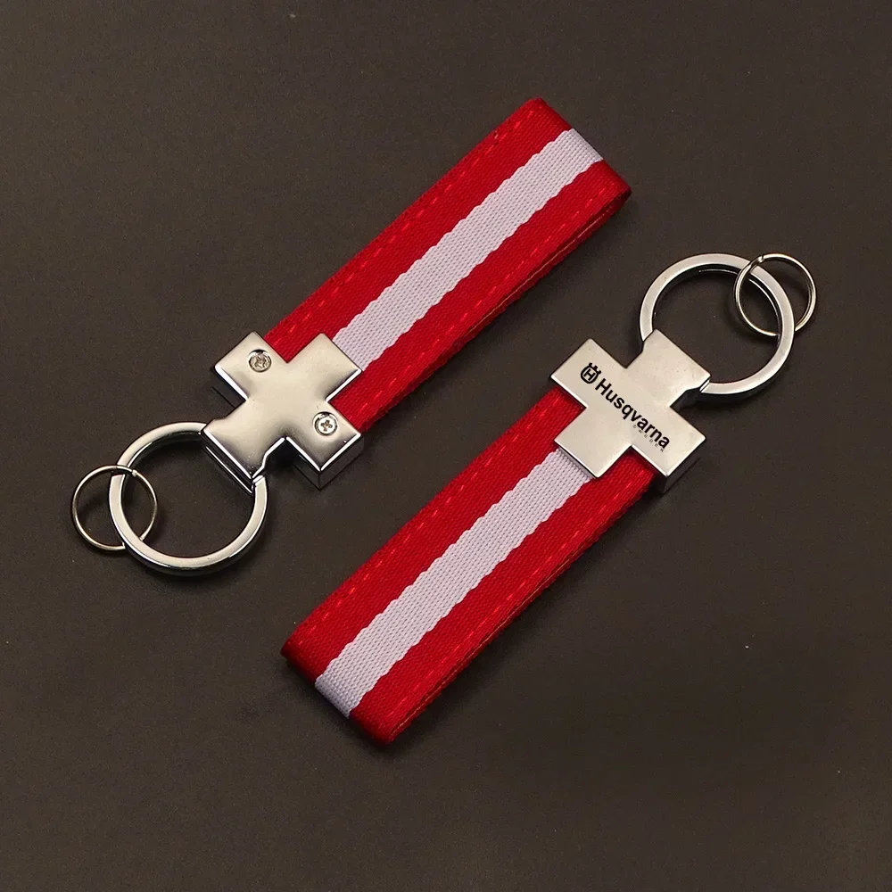 Motorcycle Austria flag keyring Metal leather webbing Cross Scooter keychain For Husqvarna Vitpilen 710 FE 250 449 WR300 TE300