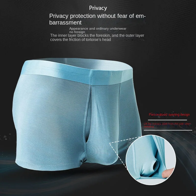 Men's Penis Underwear with Hole Separation Modal Solid Color Sexy Panties Boxers Men's New 2022 Men Panties hombre boy underwear
