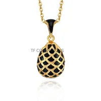 Hottest Jewelry Brass Enamel HandMade Russian Easter Grid Vintage Egg Pendant Charm Crystal Rhinestone Necklace Gift To Women 2