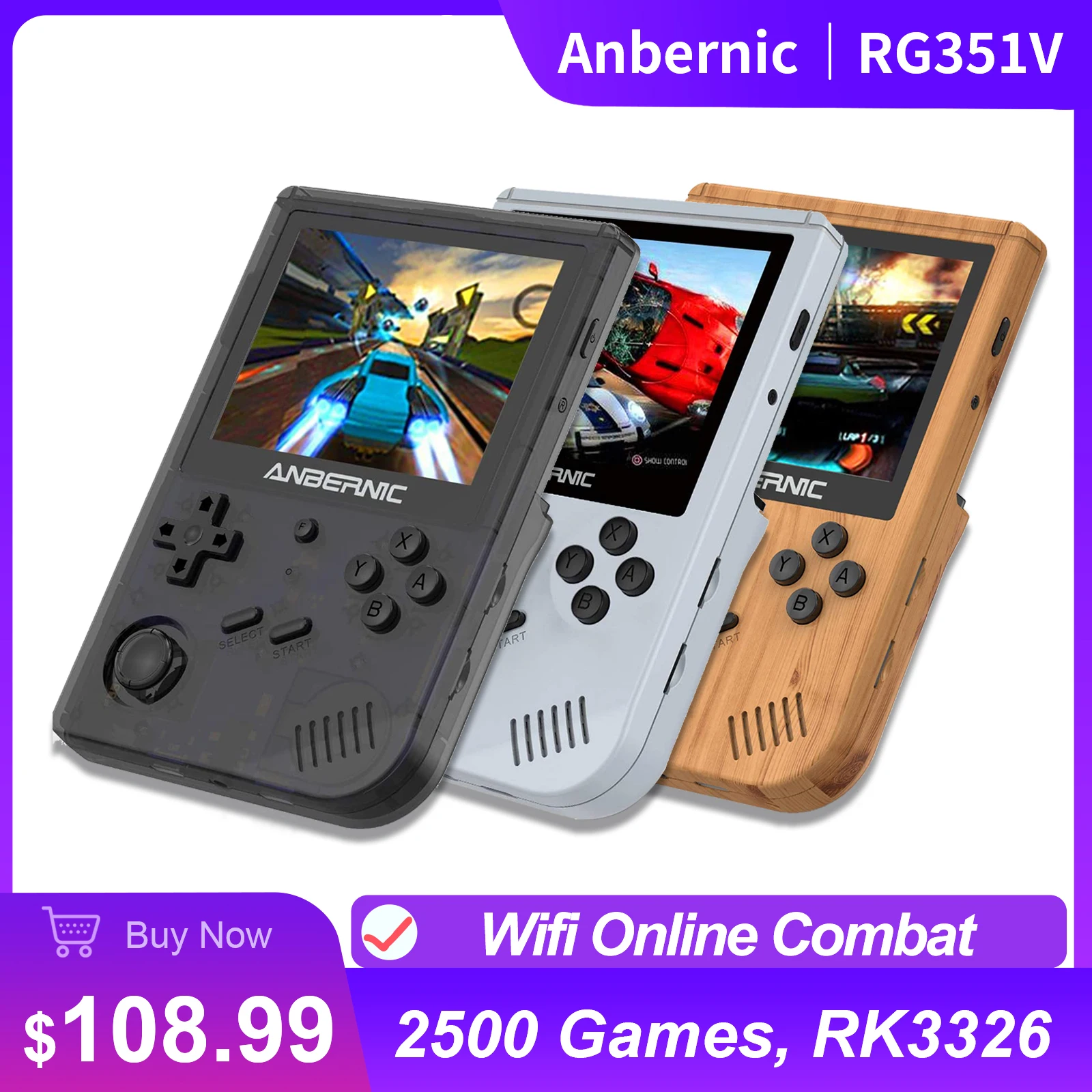RG351V ANBERNIC Handheld Game Player Retro Game Console RK3326 Wifi Online IPS Screen Portable