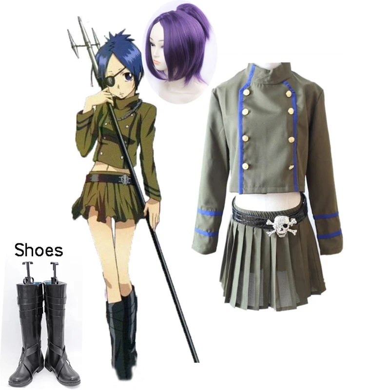 

Anime Katekyo Hitman Reborn Cosplay Costume Kokuyo School Chrome Dokuro Women Men Girl School Uniform Wigs Shoes Clthoes