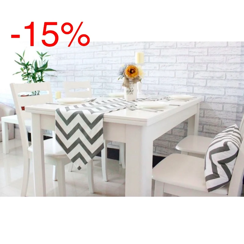 DUNXDECO Table Runner Cotton Tablecloth Cover Fabric Classical Solid Color Wave Print Home Party Decoration