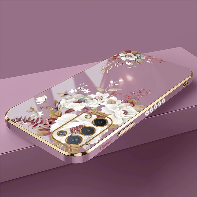 Elegant Fashion Floral Shockproof Silicone Case - Plating Design, Soft Shell Protection