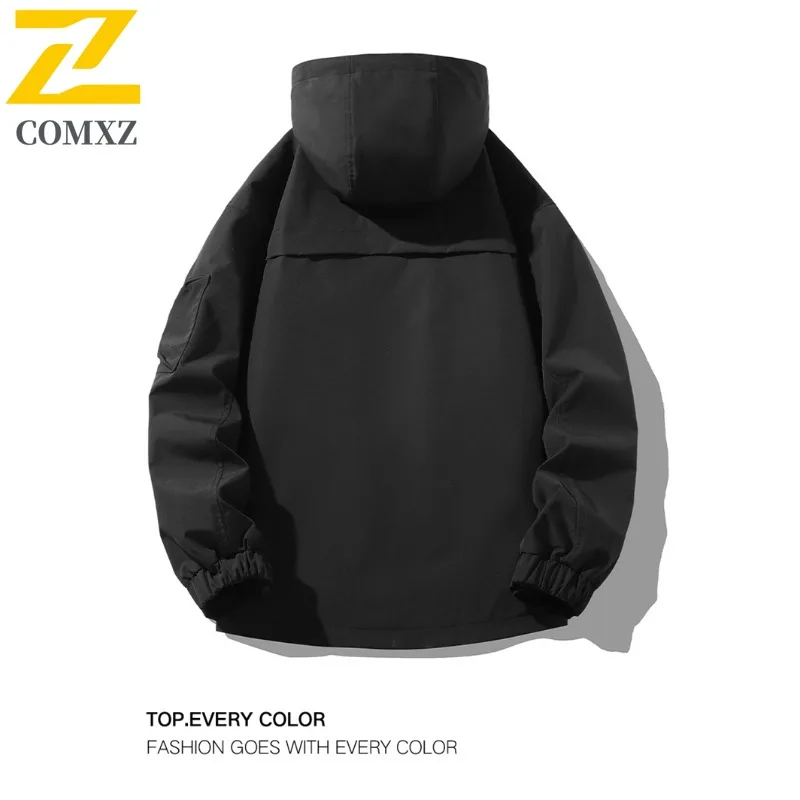 COMXZ Mens Jacket Minimalist Hooded Mountaineering Windproof Jacket Daily Wear Comfortable Lightweight Autumn Outdoor Clothing