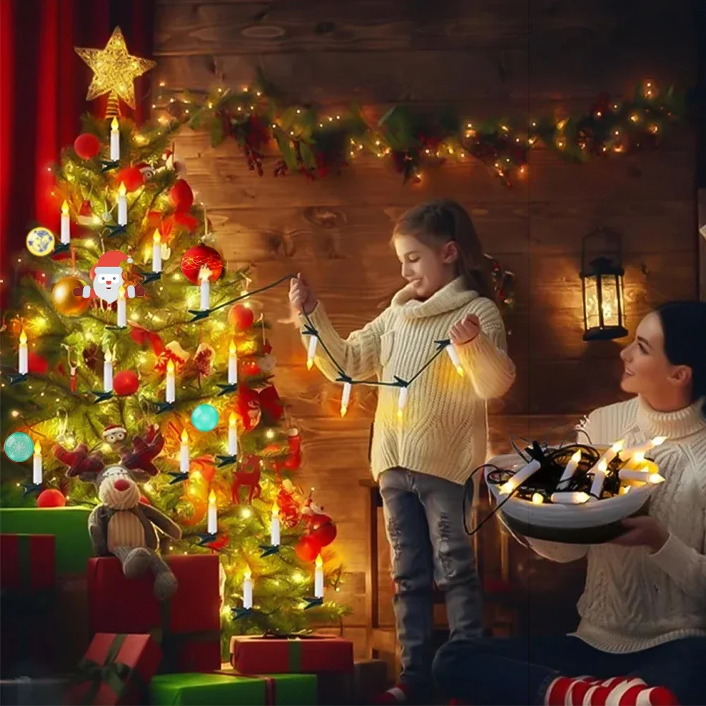 Battery Powered Flameless Candle String Lights 1/2/3m LED Christmas with Clips for Xmas Tree Holiday Wire Lighting Home Decor