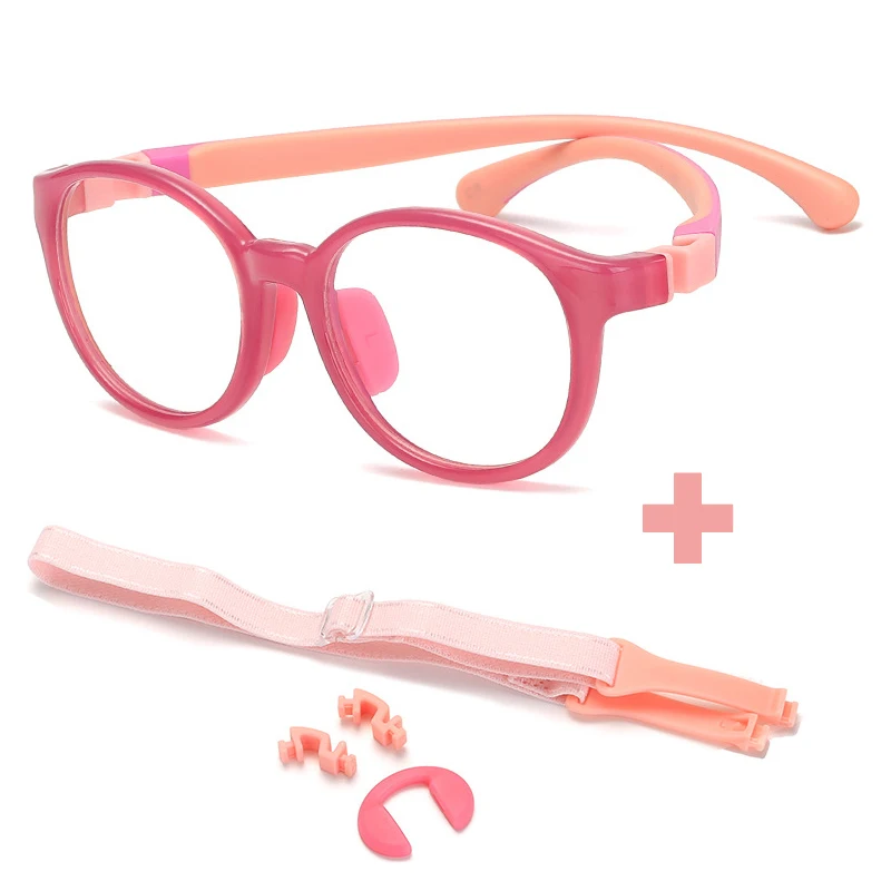 MEESHOW Children Silicone Anti-blue light Glasses TR90 Flexible Removable Flat Non-slip Sport Eyeglasses Frame Girls Boys Click