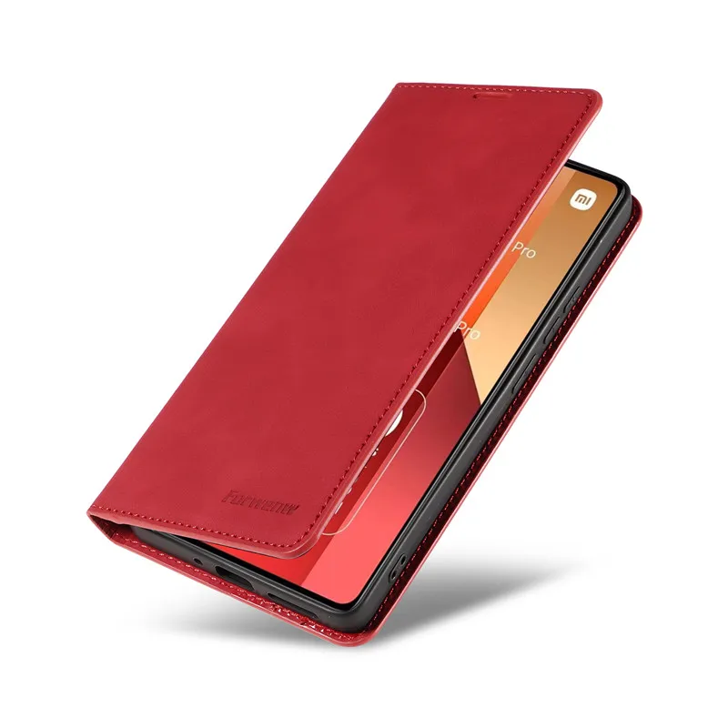 Vintage Leather Wallet Flip Case with Magnetic Hasp and Card Slots
