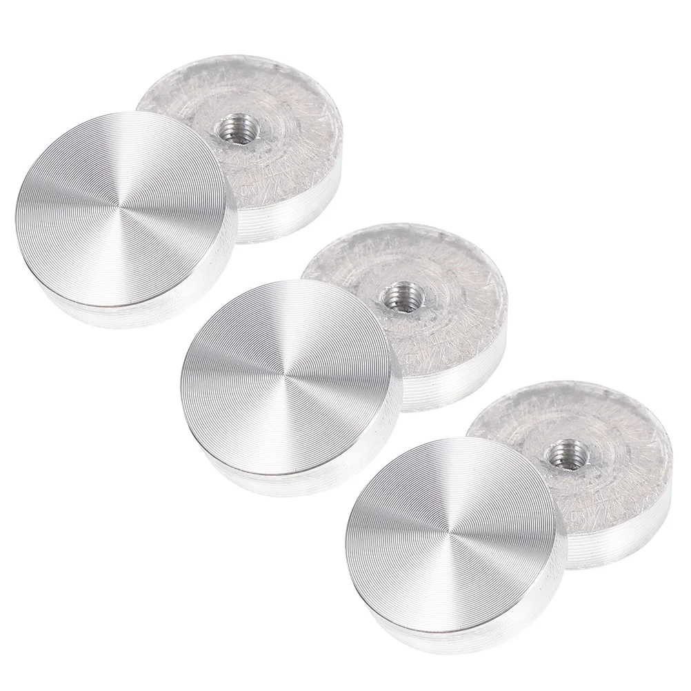 

6 Pcs Solid Aluminum Cake Shape Disc Hardware Discs Tags Silver End Table Thick Alloy Round Glass Tops Dish