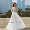 Elegant Scoop Wedding Dress For Woman Long Sleeves Soft Chiffon Bride Gown Applique Lace A-Line Sexy Open Back Vestidos De Novia 1