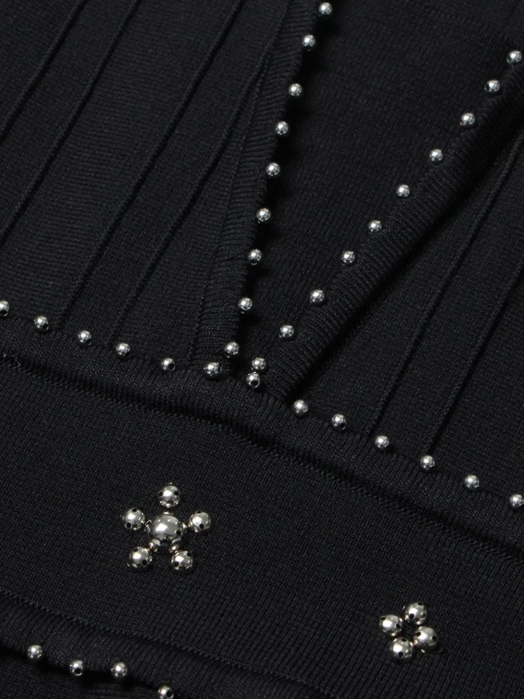 فستان نسائي مزين بمشاعل مزخرف أنيق ، رقبة مستديرة...