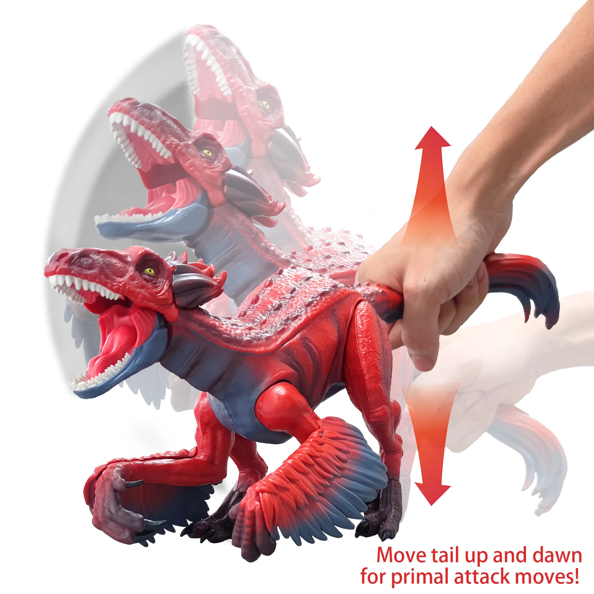 Simulation Dinosaur Pyroraptor Jurassic Period Realistic Velociraptor with Spread Arms and Roaring Birthday Gifts for Boys