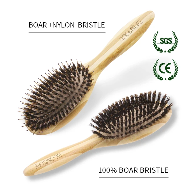 BOOMSLIFE Soft Boar Bristle Hair Brush Professional Women Bamboo HairBrush Massage Bamboo Comb for Hair Beauty Care Salon Tools 2