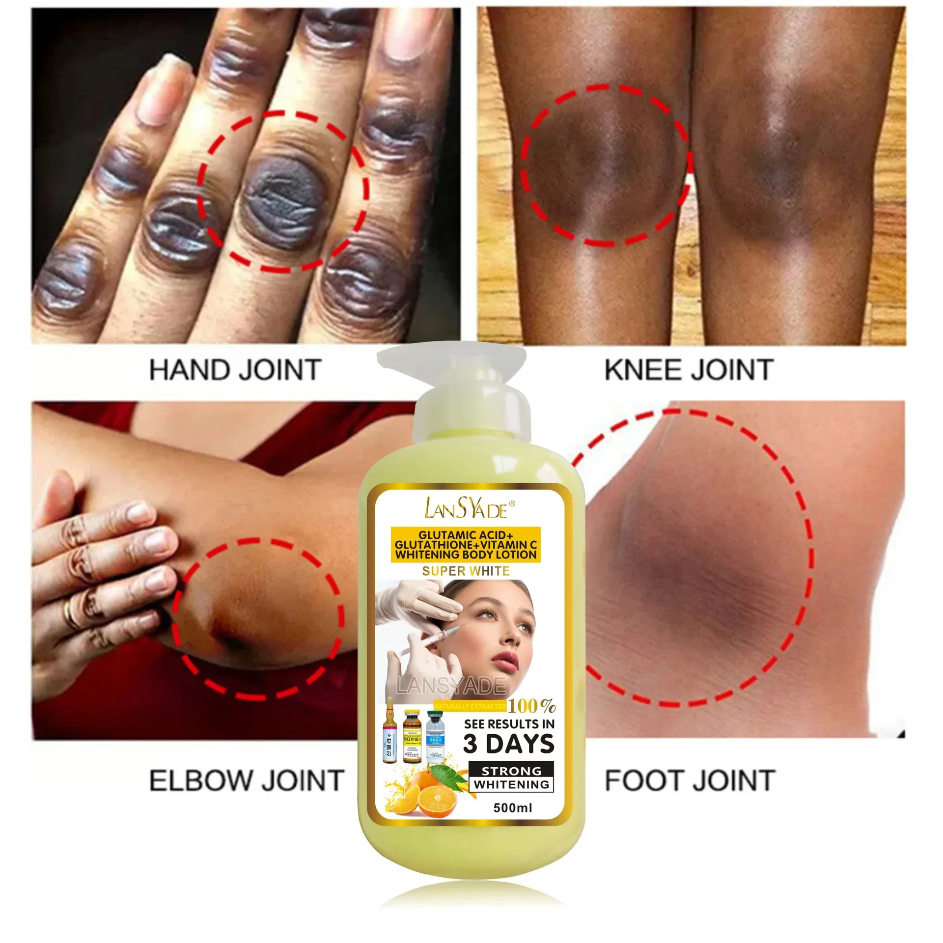 500ml Glutathione Vitamin C Body Lotion Glutamic Acid  Facial Nourishing, Firming Body Essence Brightening Moisturizing Lotion 4