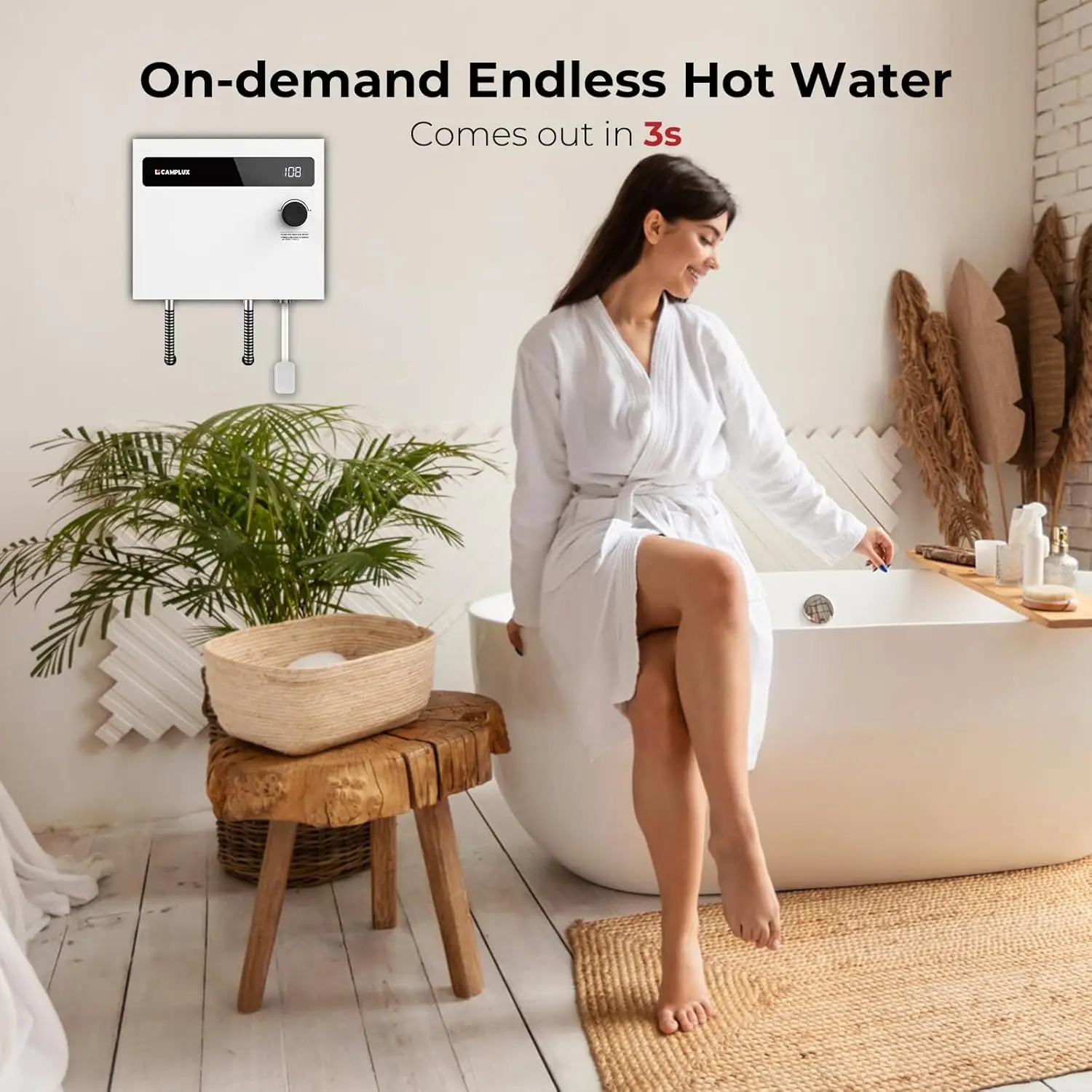 Tankless Water Heater Electric 14kW 240 Volt, On Demand Instant Hot Water Heater with Self-Modulating Save Energy