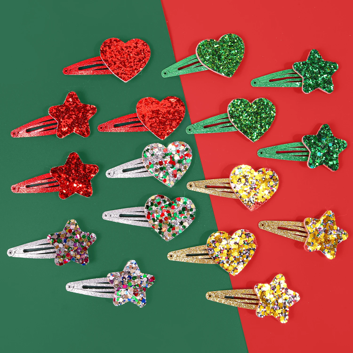 8/16 قطعة بريق الترتر على شكل قلب ستار BB كليب للفتيات موضة لطيف دبوس الشعر للأطفال حفلة عيد الميلاد إكسسوارات الشعر