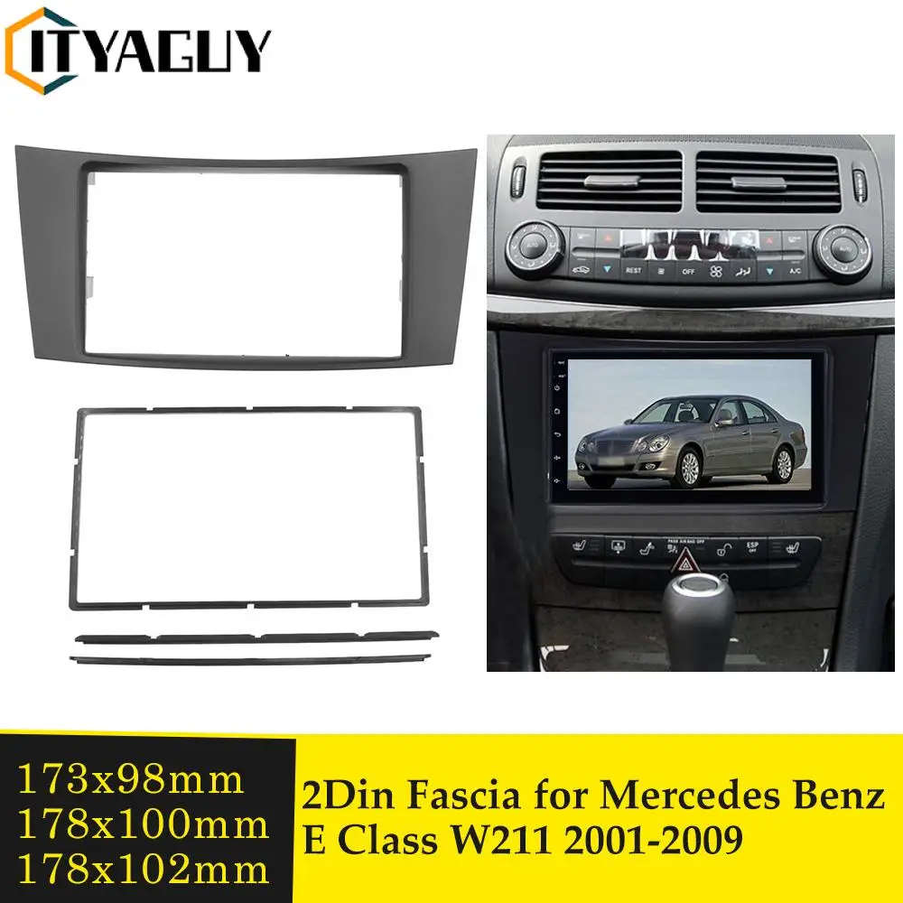 Double Din Car Radio Fascia Stereo Audio Panel Frame For Mercedes Benz E  Class W211 Cd Trim Dvd Player Cover Refitting Mount Kit - Fascias -  AliExpress