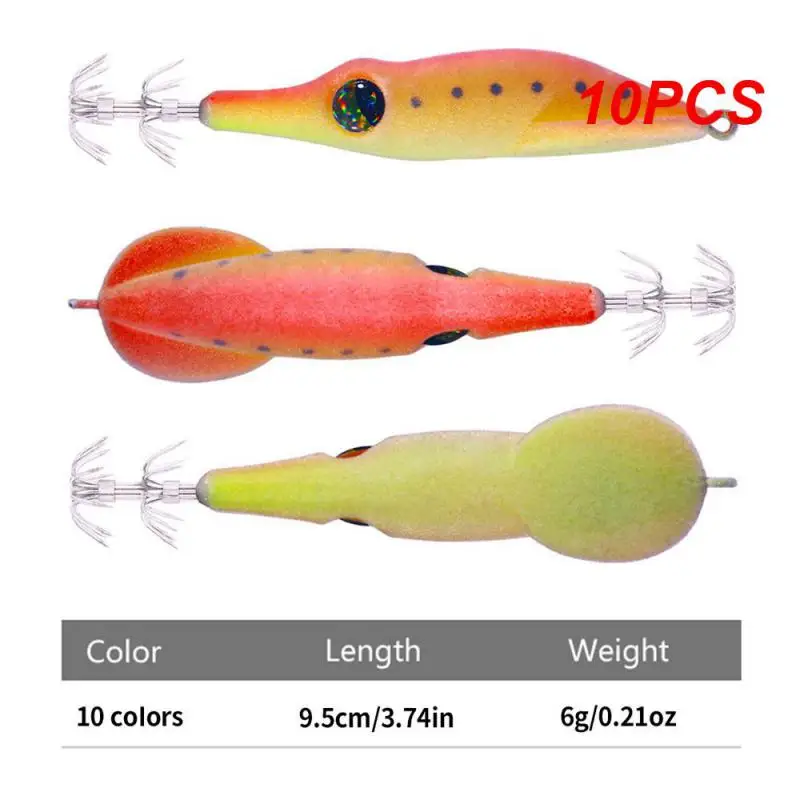 

10PCS 9.5cm 6g Fishing Bait Squid Jig Hook Shrimp Lures Jigs Simulation Octopus Bait Pike Carp Bass Pesca FishingTackle Calama