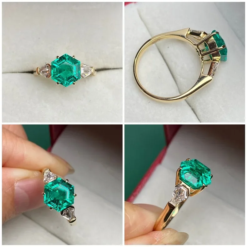 Ruihe New 18k Yellow Gold about 2.25ct Lab Grown Emerald Ring with Lab Grown Diamond Personalized Rings for Women Jewelry Gift 7 Sba2ff5b14ae24c44b66fe270c3b9d780N Ruihe New 18k Yellow Gold about 2.25ct Lab Grown Emerald Ring with Lab Grown Diamond Personalized Rings for Women Jewelry Gift