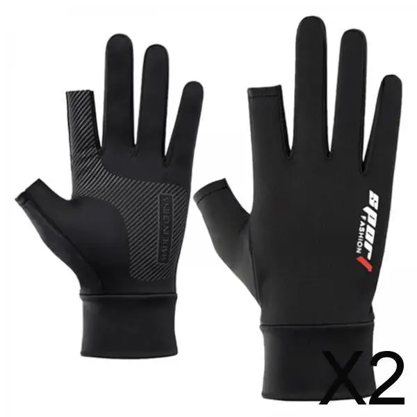 2x2Pcs Bike Gloves Cycling Gloves Sun Protection Outdoor Sport Canoeing Black