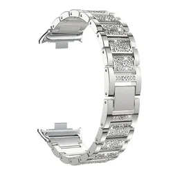Luxury Stainless Steel Diamond Bling Bracelet Band for Redmi Watch 6 5 (Silver - Silver)