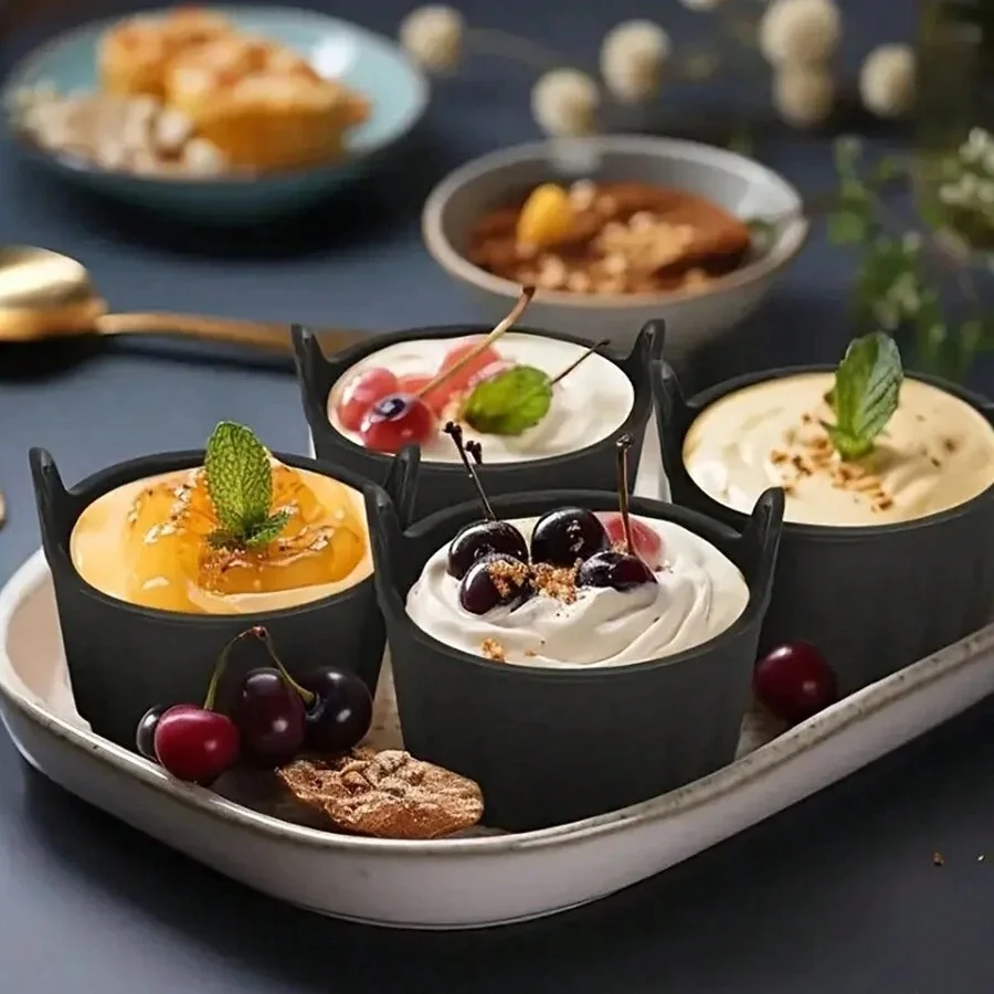 Description Picture 6 of item4 Pcs Ramekins For Air Fryer Silicone Large Muffin Cases Nonstick Egg Poacher Silicone Mould Bakeware Easy Release Ramekins Baki