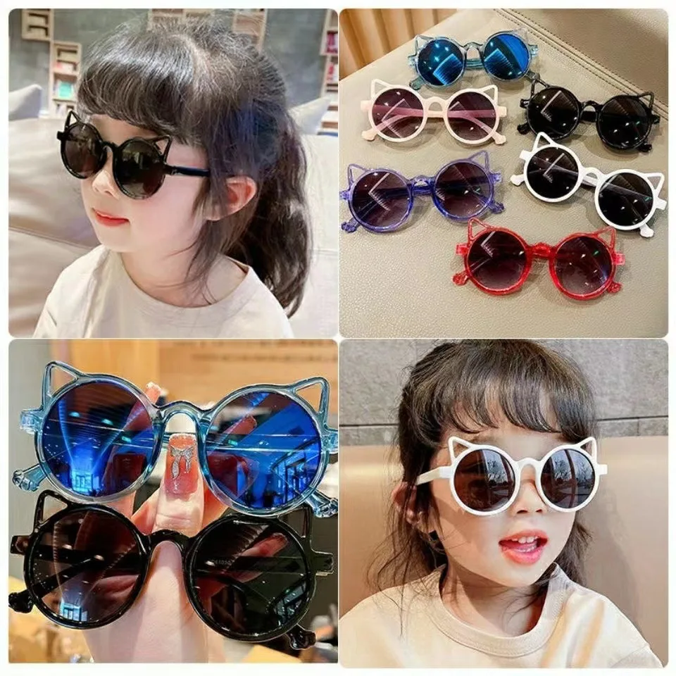 2023 New Varity Children Sunglasses Cat Bear Ear Streetshot Decoration