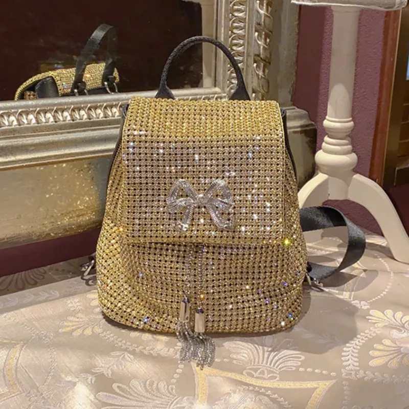 Rhinestone Backpack Diamond School Bag Versatile, Large 