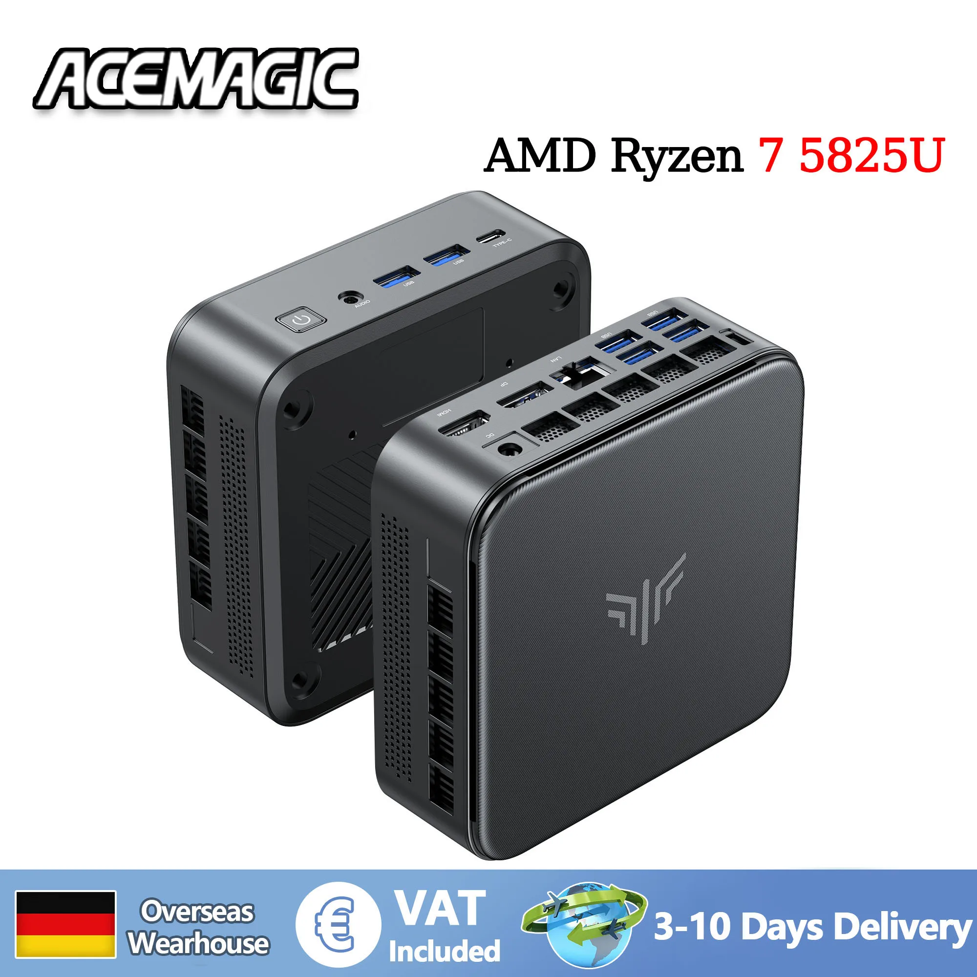 ACEMAGIC Mini PC with AMD Ryzen 5 7430U 16GB DDR4 512GB M.2 SSD