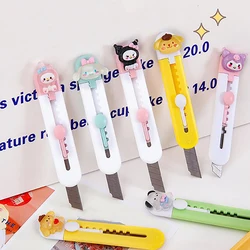 Kawaii Sanrioed Utility Knife Cartoon My Melody Kuromi Cinnamoroll Hello Kitty Portable Mini Paper Cutter Box Opener Office Tool
