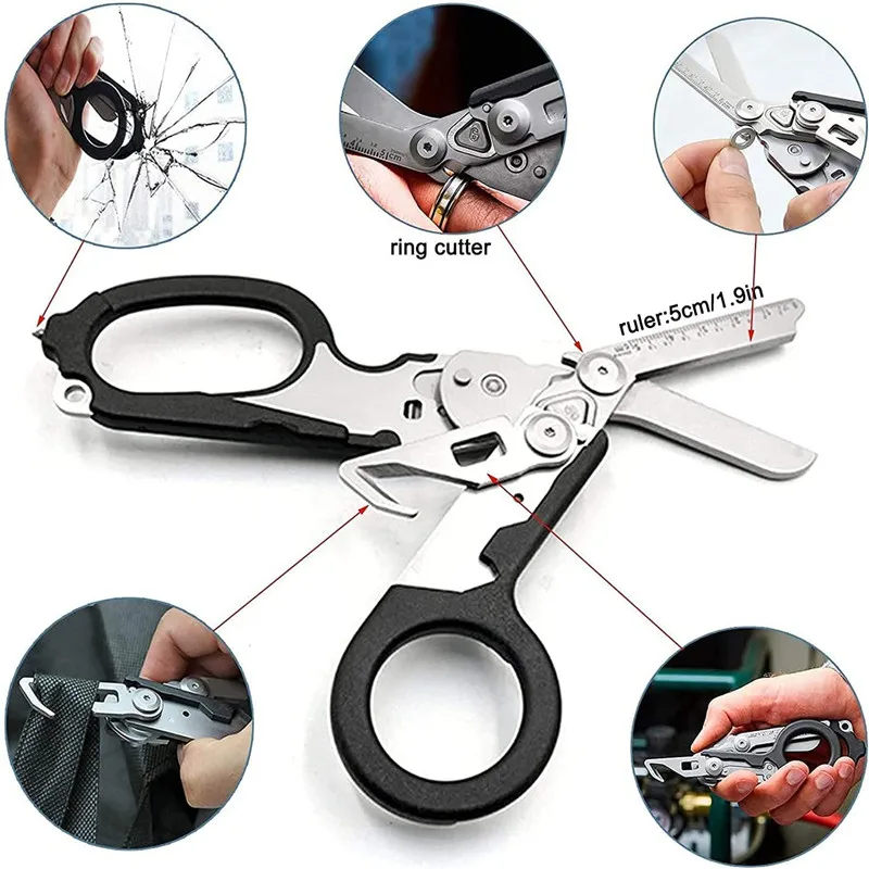 Tactical Folding Scissors Outdoor Survival Tool Multifunction Scissors Raptors First Aid Expert Combination Tools 2