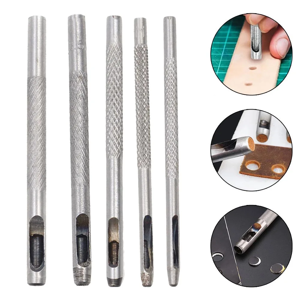 

Punching Tool Belt Hole Punchers Leather Round-Shape Hole Punch Kit Belt Watch Band Hollow DIY Tools 1.5mm 2mm 3mm 3.5mm 4mm