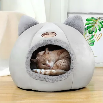 Pet bed with cat ears cat bed for small medium large cats Keep warm in winter Comfortable and soft Machine washable 6