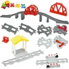 Big Size Train Car Tracks Bricks Transport Accessories Straight Curved Uphill Switch Rail Building Blocks Compatible Duploes 3